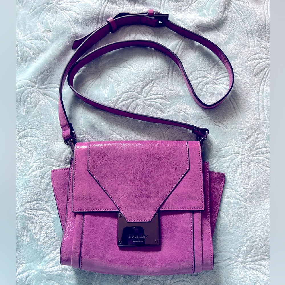 EUC Nicole Miller Atelier Purple Leather Crossbody Bag